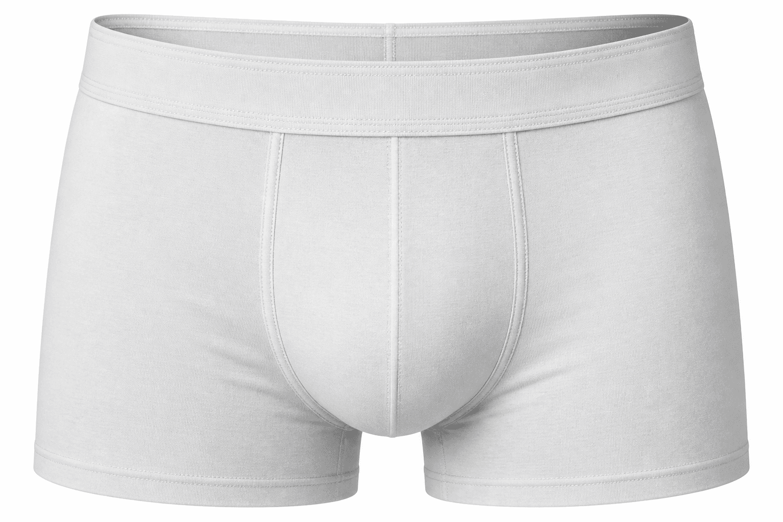 White boxer briefs, front + sides view